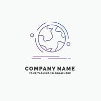 globe. world. discover. connection. network Purple Business Logo Template. Place for Tagline vector