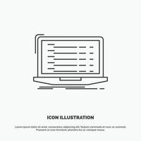 Api. app. coding. developer. laptop Icon. Line vector gray symbol for UI and UX. website or mobile application