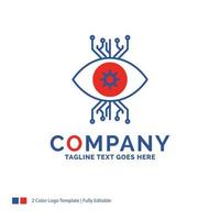 Company Name Logo Design For Infrastructure. monitoring. surveillance. vision. eye. Blue and red Brand Name Design with place for Tagline. Abstract Creative Logo template for Small and Large Business. vector