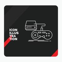 Red and Black Creative presentation Background for Console. game. gaming. playstation. play Line Icon vector