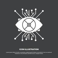Ar. augmentation. cyber. eye. lens Icon. glyph vector symbol for UI and UX. website or mobile application