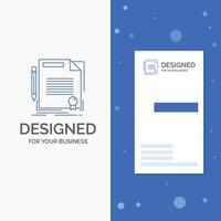Business Logo for agreement. contract. deal. document. paper. Vertical Blue Business .Visiting Card template vector