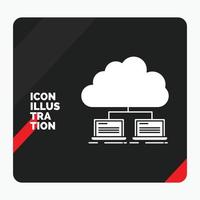 Red and Black Creative presentation Background for cloud. network. server. internet. data Glyph Icon vector