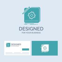 Design. App. Logo. Application. Design Business Logo Glyph Icon Symbol for your business. Turquoise Business Cards with Brand logo template. vector