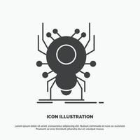 insecto. insecto. araña. virus. icono de la aplicación símbolo gris vectorial de glifo para ui y ux. sitio web o aplicación móvil vector