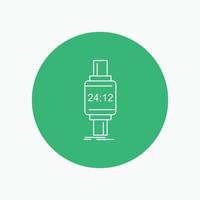 reloj inteligente. reloj inteligente. reloj. manzana. icono de línea blanca de Android en el fondo del círculo. ilustración de icono de vector