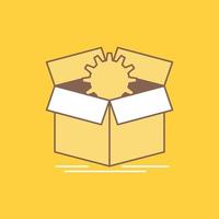 upload. performance. productivity. progress. work Flat Line Filled Icon. Beautiful Logo button over yellow background for UI and UX. website or mobile application vector