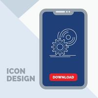 cd. disc. install. software. dvd Line Icon in Mobile for Download Page vector