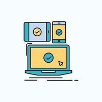 computer. devices. mobile. responsive. technology Flat Icon. green and Yellow sign and symbols for website and Mobile appliation. vector illustration