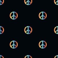Vector flat hand drawn seamless pattern with pacific, peace symbol. Flat vector hippy boho illustration