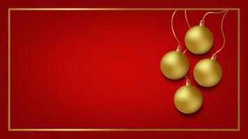 red background with golden ball and frame for decoration with copy space for festive graphic design element vector