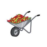 Wheelbarrow filled with chili vector