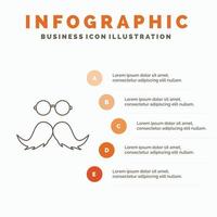 moustache, Hipster, movember, male, men Infographics Template for Website and Presentation. Line Gray icon with Orange infographic style vector illustration