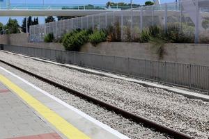 Railroad Tracks and Railway Cars in Israel. photo