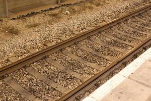 Railroad Tracks and Railway Cars in Israel. photo