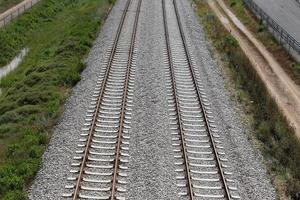 Railroad Tracks and Railway Cars in Israel. photo