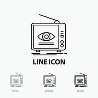 Ad. broadcast. marketing. television. tv Icon in Thin. Regular and Bold Line Style. Vector illustration