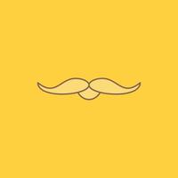 moustache. Hipster. movember. male. men Flat Line Filled Icon. Beautiful Logo button over yellow background for UI and UX. website or mobile application vector