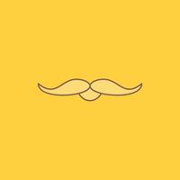 moustache. Hipster. movember. male. men Flat Line Filled Icon. Beautiful Logo button over yellow background for UI and UX. website or mobile application vector