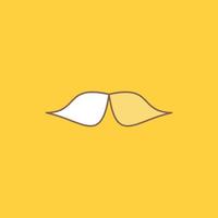 moustache. Hipster. movember. male. men Flat Line Filled Icon. Beautiful Logo button over yellow background for UI and UX. website or mobile application vector