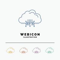 cloud. computing. data. hosting. network 5 Color Line Web Icon Template isolated on white. Vector illustration