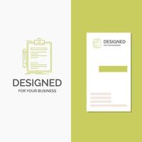 Business Logo for Contract. check. Business. done. clip board. Vertical Green Business .Visiting Card template. Creative background vector illustration