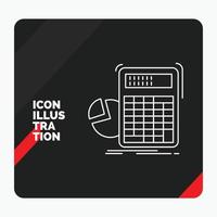 Red and Black Creative presentation Background for calculator. calculation. math. progress. graph Line Icon vector