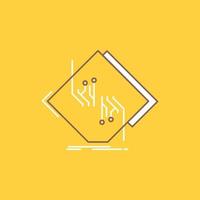 junta. chip. circuito. la red. icono electrónico lleno de línea plana. hermoso botón de logotipo sobre fondo amarillo para ui y ux. sitio web o aplicación móvil vector