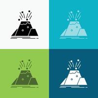 disaster, eruption, volcano, alert, safety Icon Over Various Background. glyph style design, designed for web and app. Eps 10 vector illustration