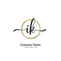 IK Initial handwriting and signature logo design with circle. Beautiful design handwritten logo for fashion, team, wedding, luxury logo. vector