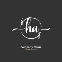 HA Initial handwriting and signature logo design with circle. Beautiful design handwritten logo for fashion, team, wedding, luxury logo. vector