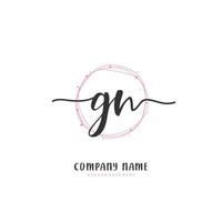 GN Initial handwriting and signature logo design with circle. Beautiful design handwritten logo for fashion, team, wedding, luxury logo. vector