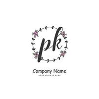 PK Initial handwriting and signature logo design with circle. Beautiful design handwritten logo for fashion, team, wedding, luxury logo. vector