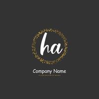 HA Initial handwriting and signature logo design with circle. Beautiful design handwritten logo for fashion, team, wedding, luxury logo. vector