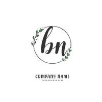 BN Initial handwriting and signature logo design with circle. Beautiful design handwritten logo for fashion, team, wedding, luxury logo. vector