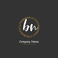 BN Initial handwriting and signature logo design with circle. Beautiful design handwritten logo for fashion, team, wedding, luxury logo. vector