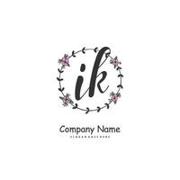 IK Initial handwriting and signature logo design with circle. Beautiful design handwritten logo for fashion, team, wedding, luxury logo. vector