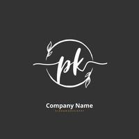 PK Initial handwriting and signature logo design with circle. Beautiful design handwritten logo for fashion, team, wedding, luxury logo. vector