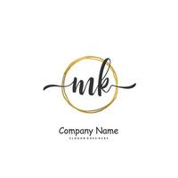 MK Initial handwriting and signature logo design with circle. Beautiful design handwritten logo for fashion, team, wedding, luxury logo. vector