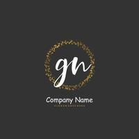 GN Initial handwriting and signature logo design with circle. Beautiful design handwritten logo for fashion, team, wedding, luxury logo. vector