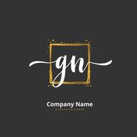 gn escritura a mano inicial y diseño de logotipo de firma con círculo. hermoso diseño de logotipo escrito a mano para moda, equipo, boda, logotipo de lujo. vector