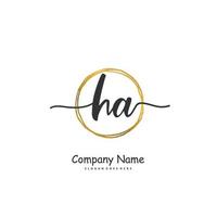 HA Initial handwriting and signature logo design with circle. Beautiful design handwritten logo for fashion, team, wedding, luxury logo. vector