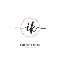 IK Initial handwriting and signature logo design with circle. Beautiful design handwritten logo for fashion, team, wedding, luxury logo. vector