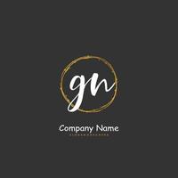 GN Initial handwriting and signature logo design with circle. Beautiful design handwritten logo for fashion, team, wedding, luxury logo. vector