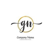 GN Initial handwriting and signature logo design with circle. Beautiful design handwritten logo for fashion, team, wedding, luxury logo. vector