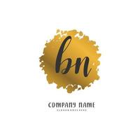 bn escritura a mano inicial y diseño de logotipo de firma con círculo. hermoso diseño de logotipo escrito a mano para moda, equipo, boda, logotipo de lujo. vector