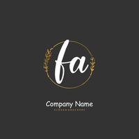 FA Initial handwriting and signature logo design with circle. Beautiful design handwritten logo for fashion, team, wedding, luxury logo. vector