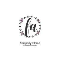 fa escritura inicial a mano y diseño de logotipo de firma con círculo. hermoso diseño de logotipo escrito a mano para moda, equipo, boda, logotipo de lujo. vector