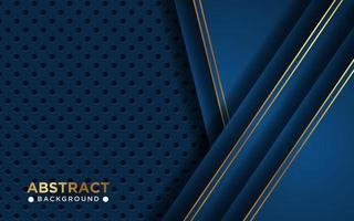 luxurious abstract blue navy gold line overlap layers with circle texture background. eps10 vector