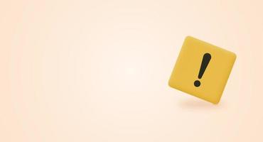 Warning message concept represented by exclamation mark icon. Exclamation 3d realistic symbol in square. vector